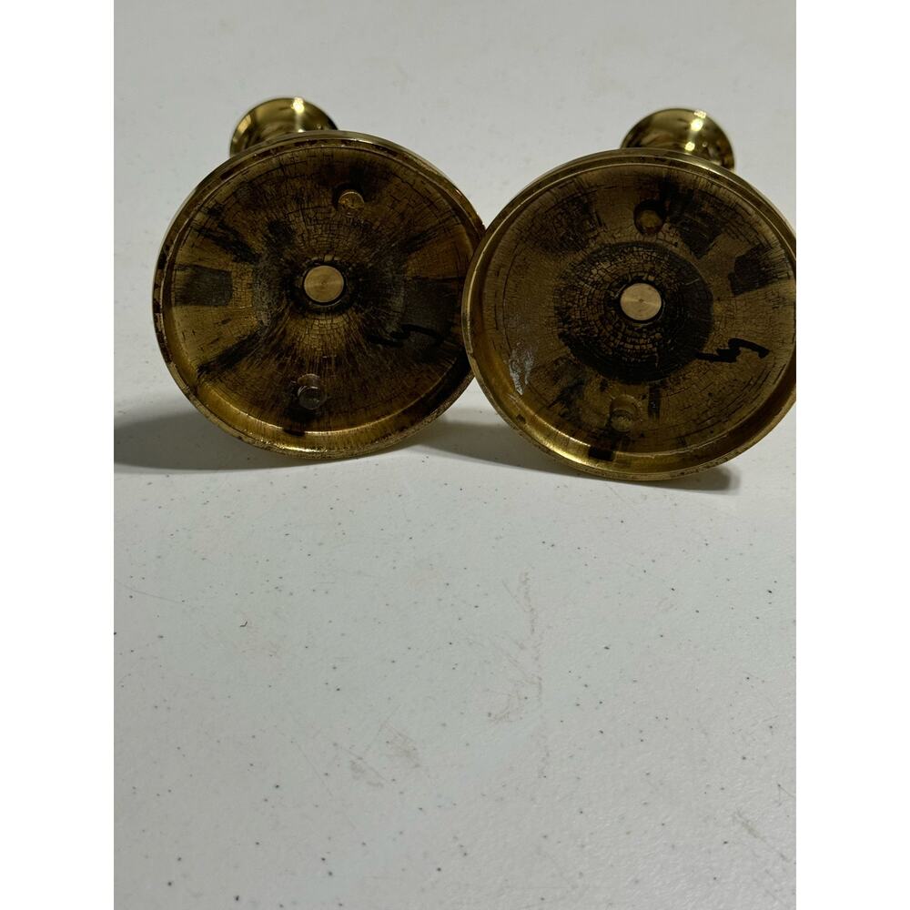 Vintage Heavy Brass 5" Candlesticks Tapers Set/ 2 - Picture 3 of 6